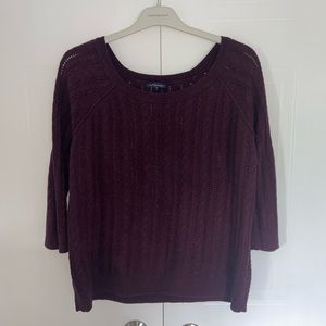 American Eagle Outfitters Maroon Knit Long Sleeve Top